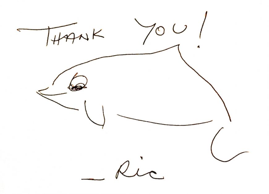 Ric O'Barry handwritten thank you